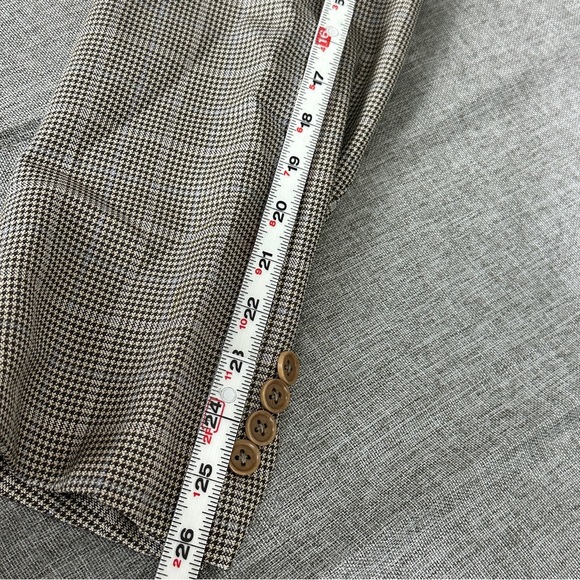 Canali Silk Wool Houndstooth Windowpane Brown Dual Vent Blazer Jacket 52 IT 42R - Picture 11 of 16